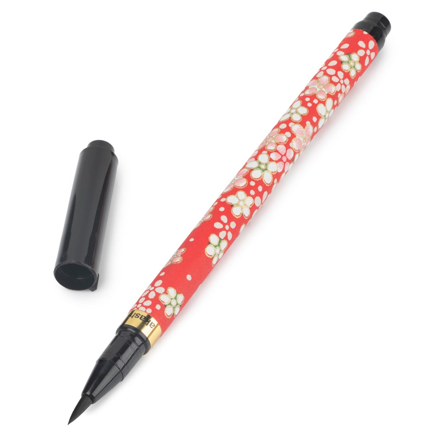 Red Koto Japanese Calligraphy Brush Pen and cap