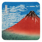 Red Mount Fuji Cork Japanese Coaster top