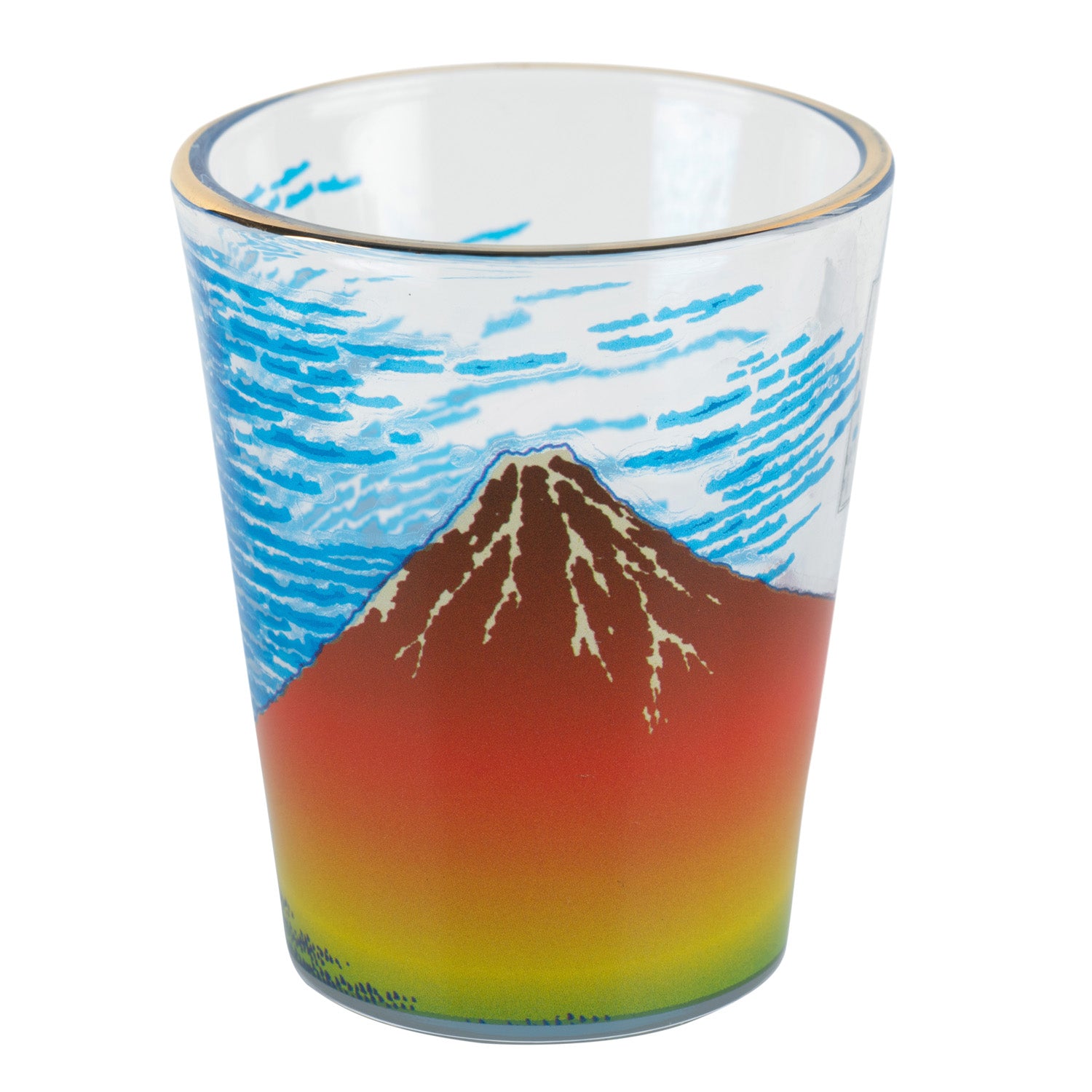 Red Mount Fuji Japanese Style Shot Glass