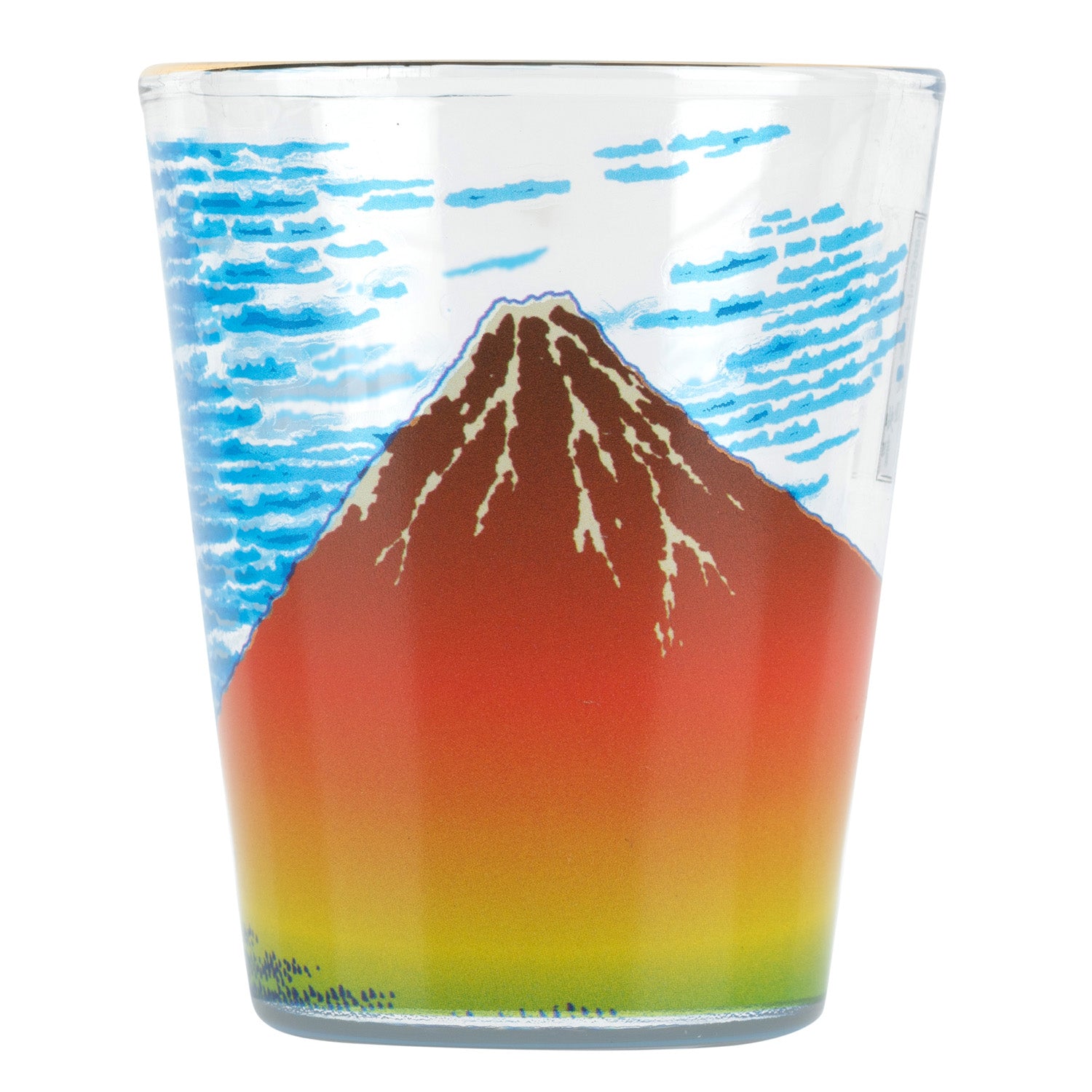 Red Mount Fuji Japanese Style Shot Glass side