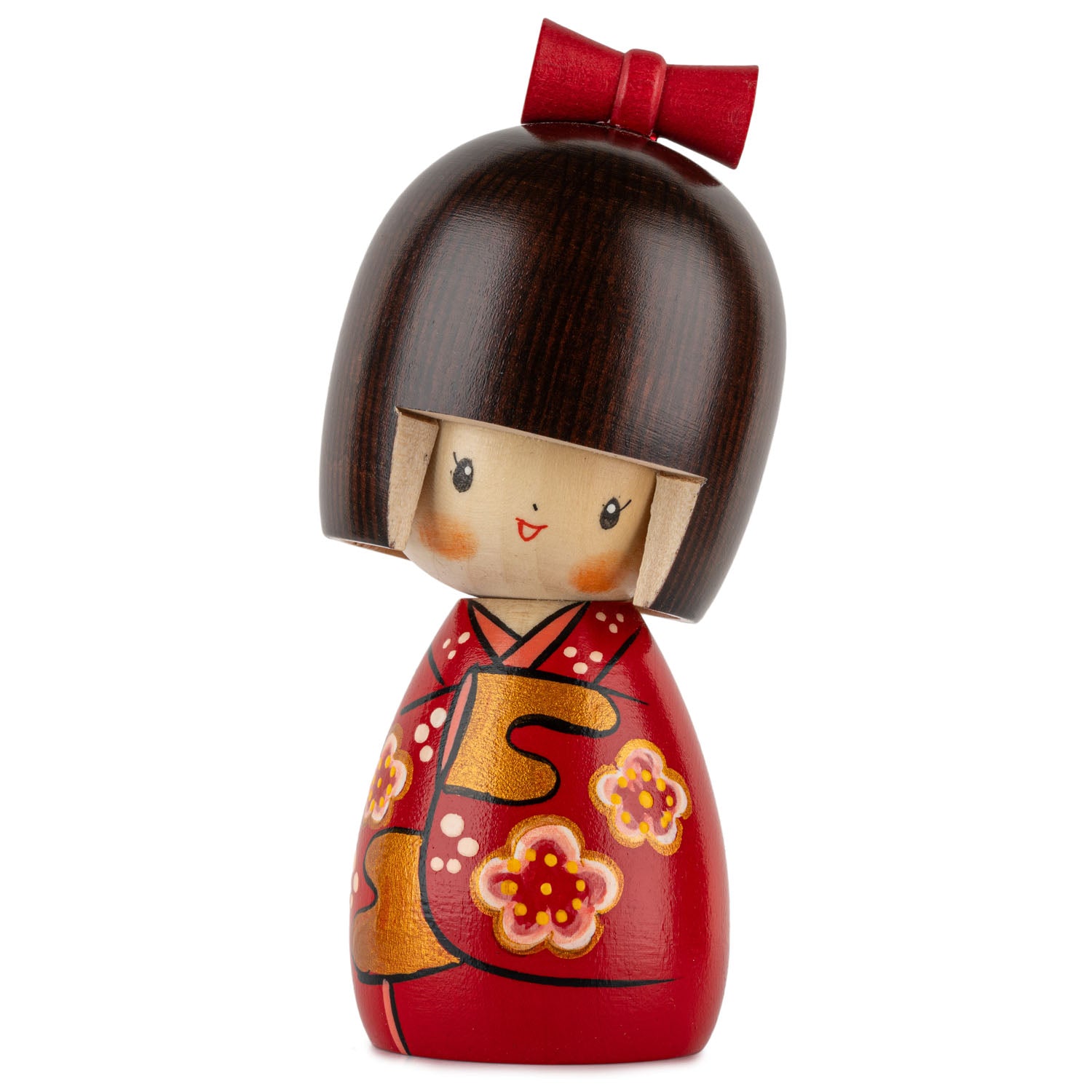 Red Plum Girl Japanese Kokeshi Doll