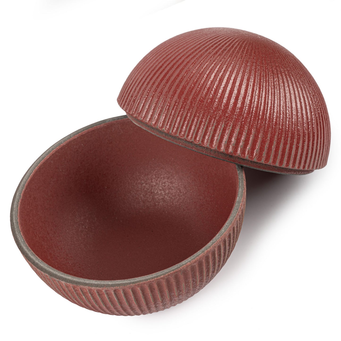 Red Temari Premium Japanese Bowl and Lid open