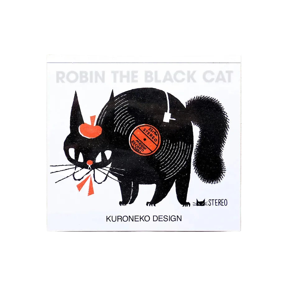 Robin Black Cat Small Japanese Memo Pad