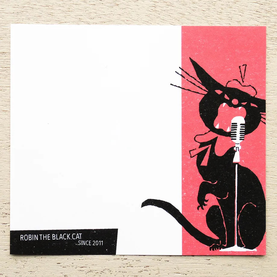 Robin Black Cat Small Japanese Memo Pad example 1