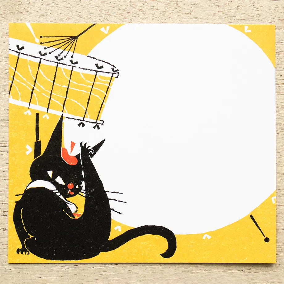 Robin Black Cat Small Japanese Memo Pad example 2