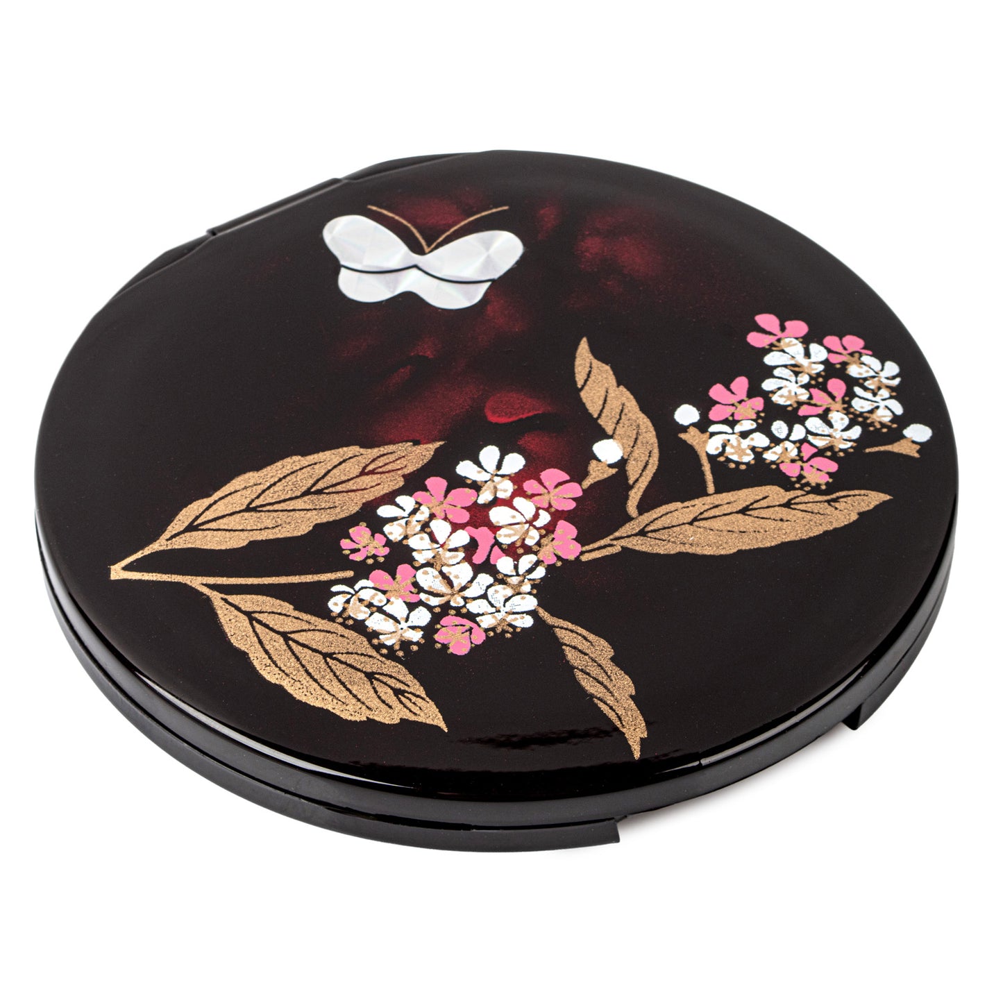 Round Musashino Lacquer Japanese Compact Mirror