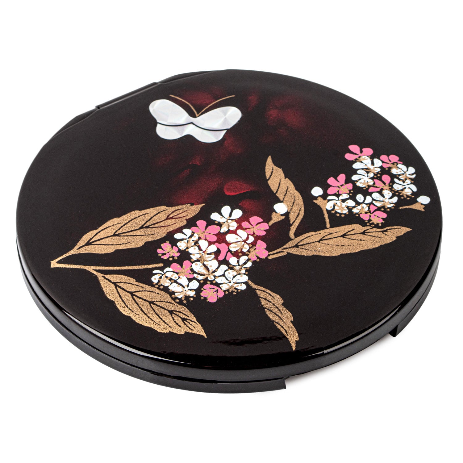 Round Musashino Lacquer Japanese Compact Mirror