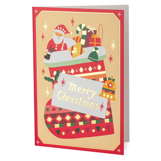 Santas Stocking Japanese Merry Christmas Card