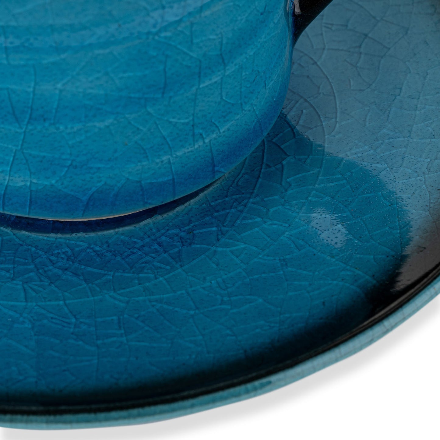 Sea Blue Crackleglaze Japanese Cup and Saucer detail