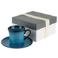 Sea Blue Crackleglaze Japanese Cup and Saucer and gift box