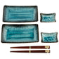 Sea Blue Crackleglaze Japanese Sushi Gift Set