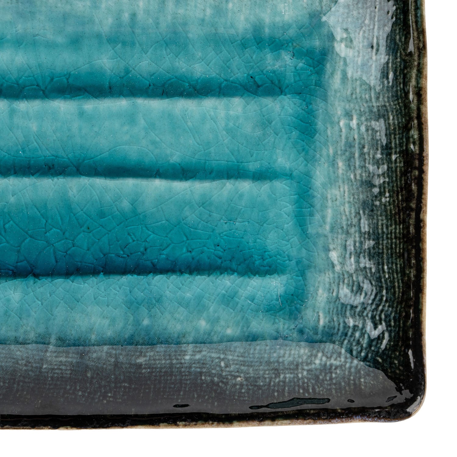 Sea Blue Crackleglaze Japanese Sushi Gift Set plate detail