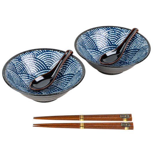 Seikaiha Japanese Ramen Bowl Set