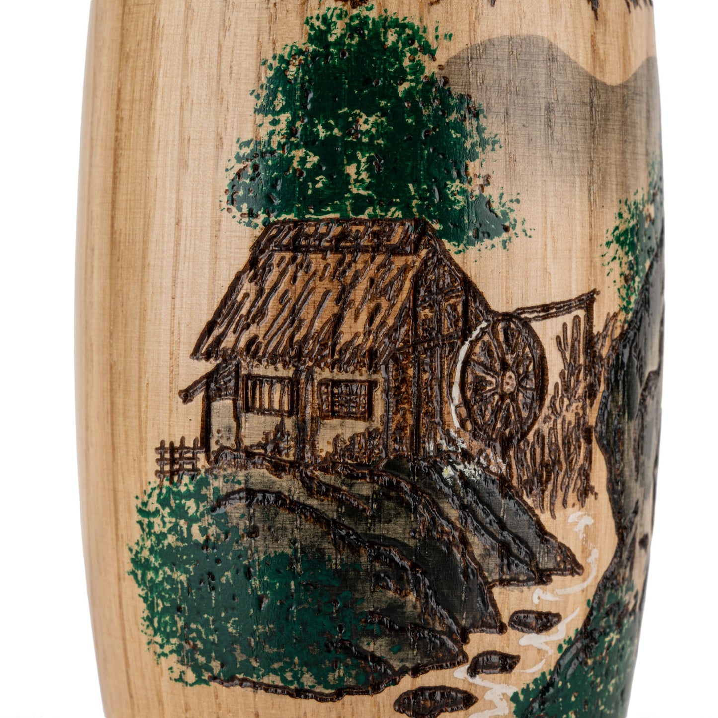 Serene Fuji Landscape Japanese Kokeshi Doll detail