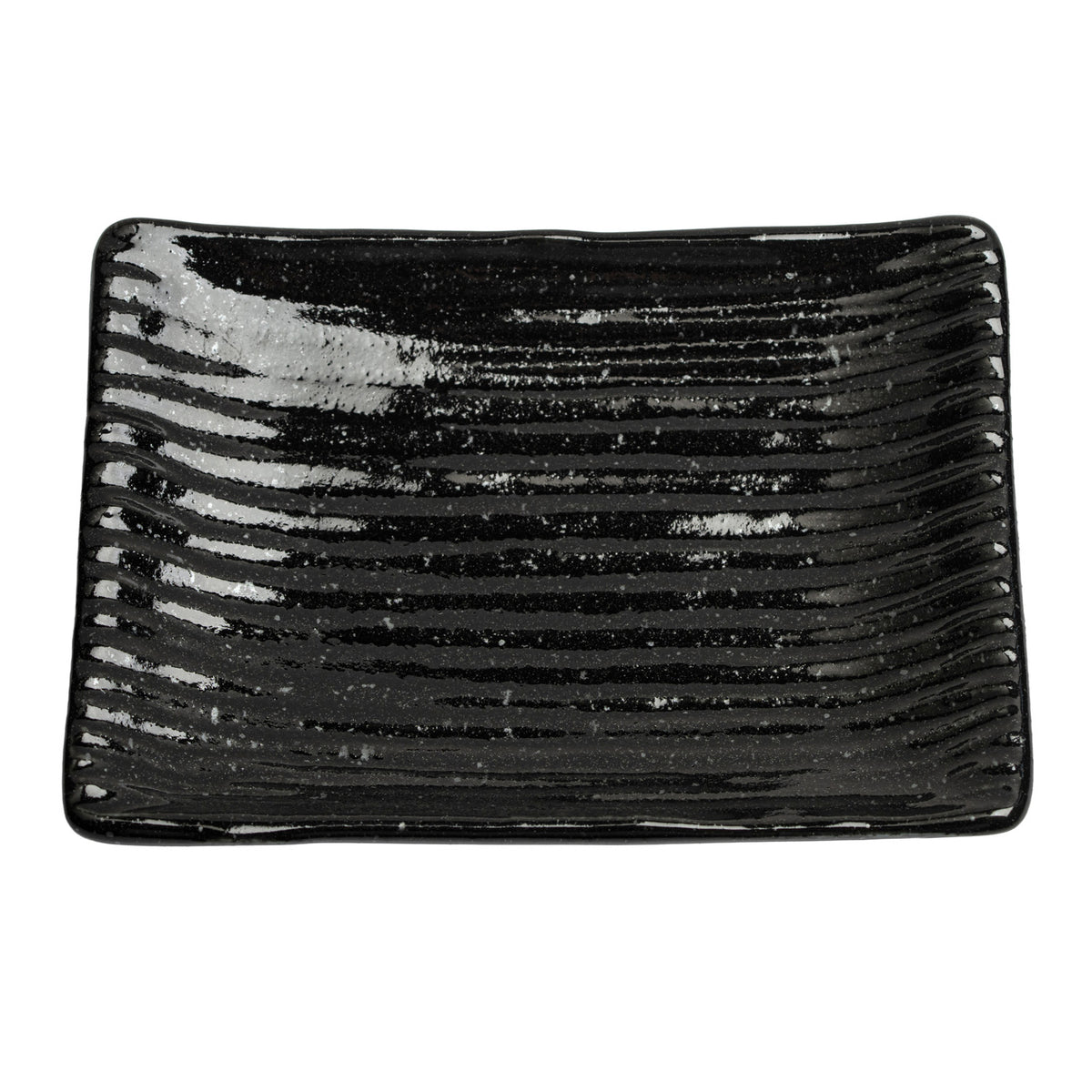 Shinogi Black Ribbed Japanese Ceramic Dish