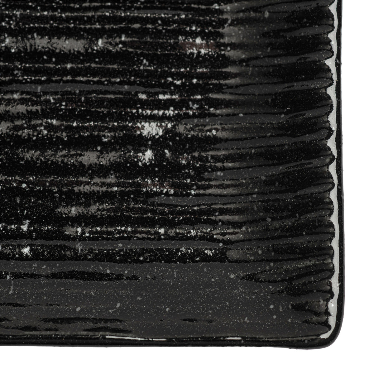 Shinogi Black Ribbed Japanese Ceramic Dish detail