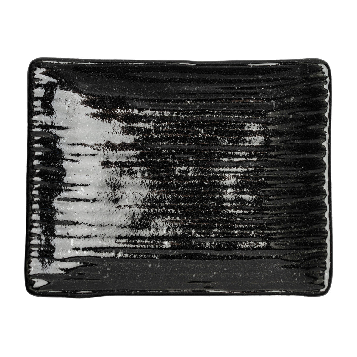 Shinogi Black Ribbed Japanese Ceramic Dish top
