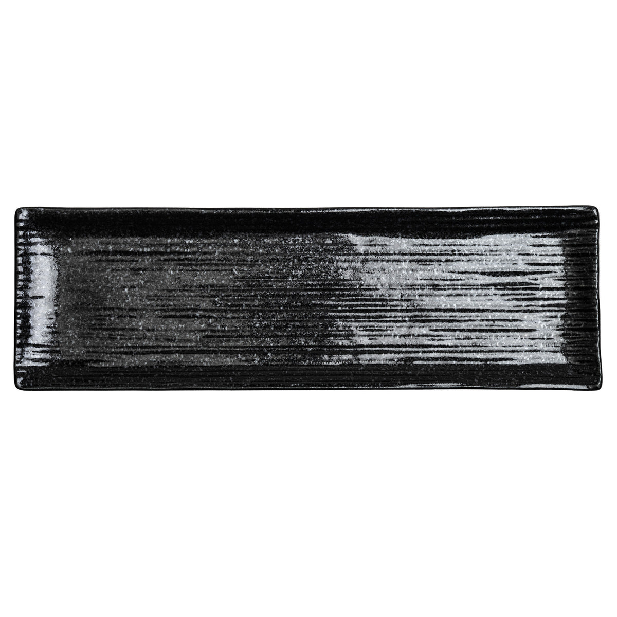 Shinogi Black Ribbed Japanese Ceramic Oblong Plate top