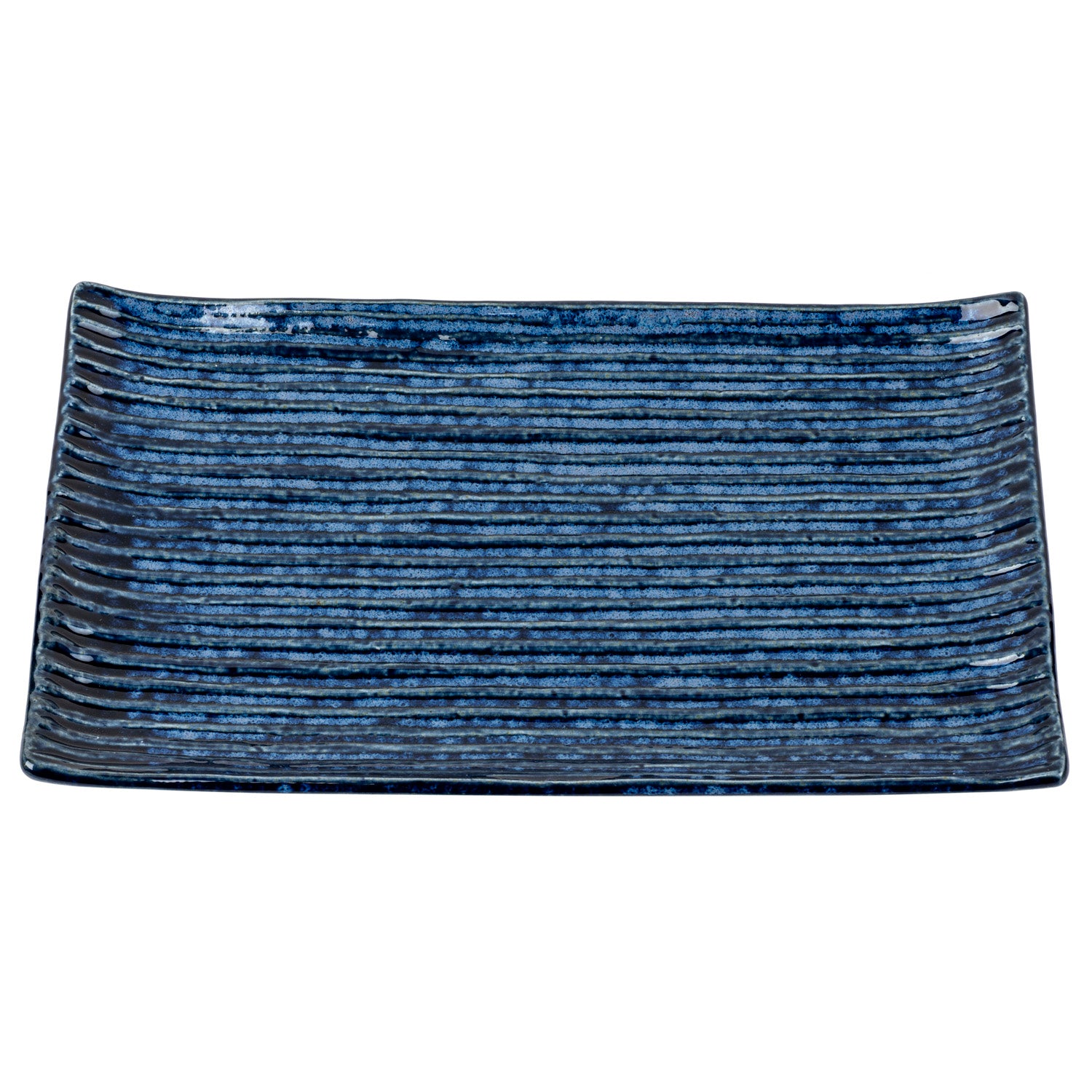 Shinogi Blue Ribbed Japanese Ceramic Plate