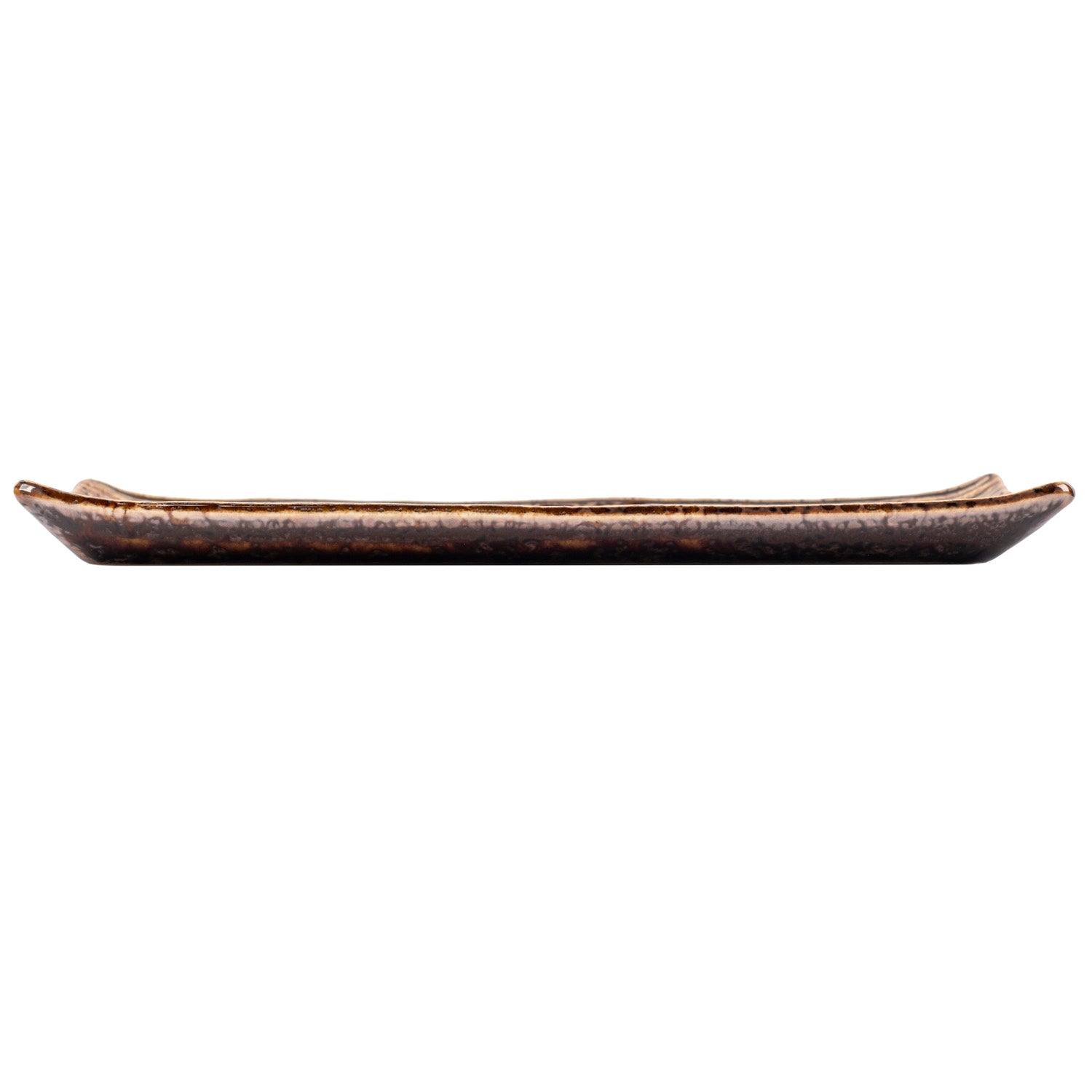 Shinogi Brown Ribbed Japanese Ceramic Plate side