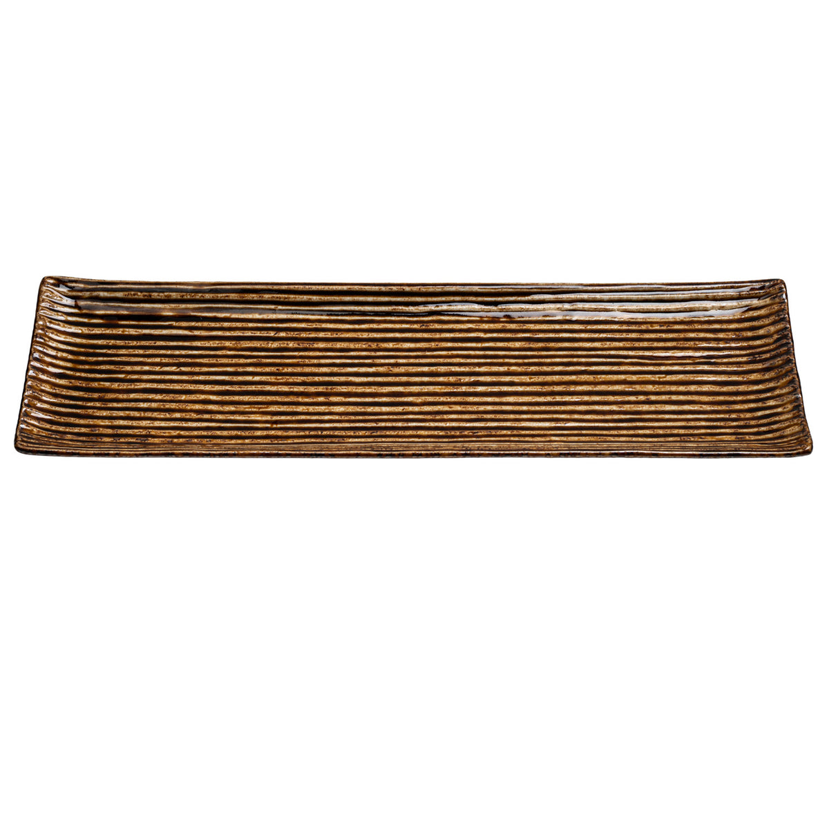 Shinogi Brown Ribbed Japanese Sushi Plate