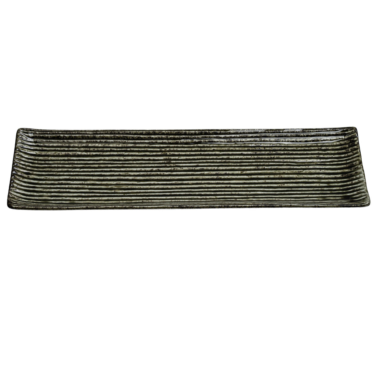 Shinogi Green Ribbed Japanese Sushi Plate