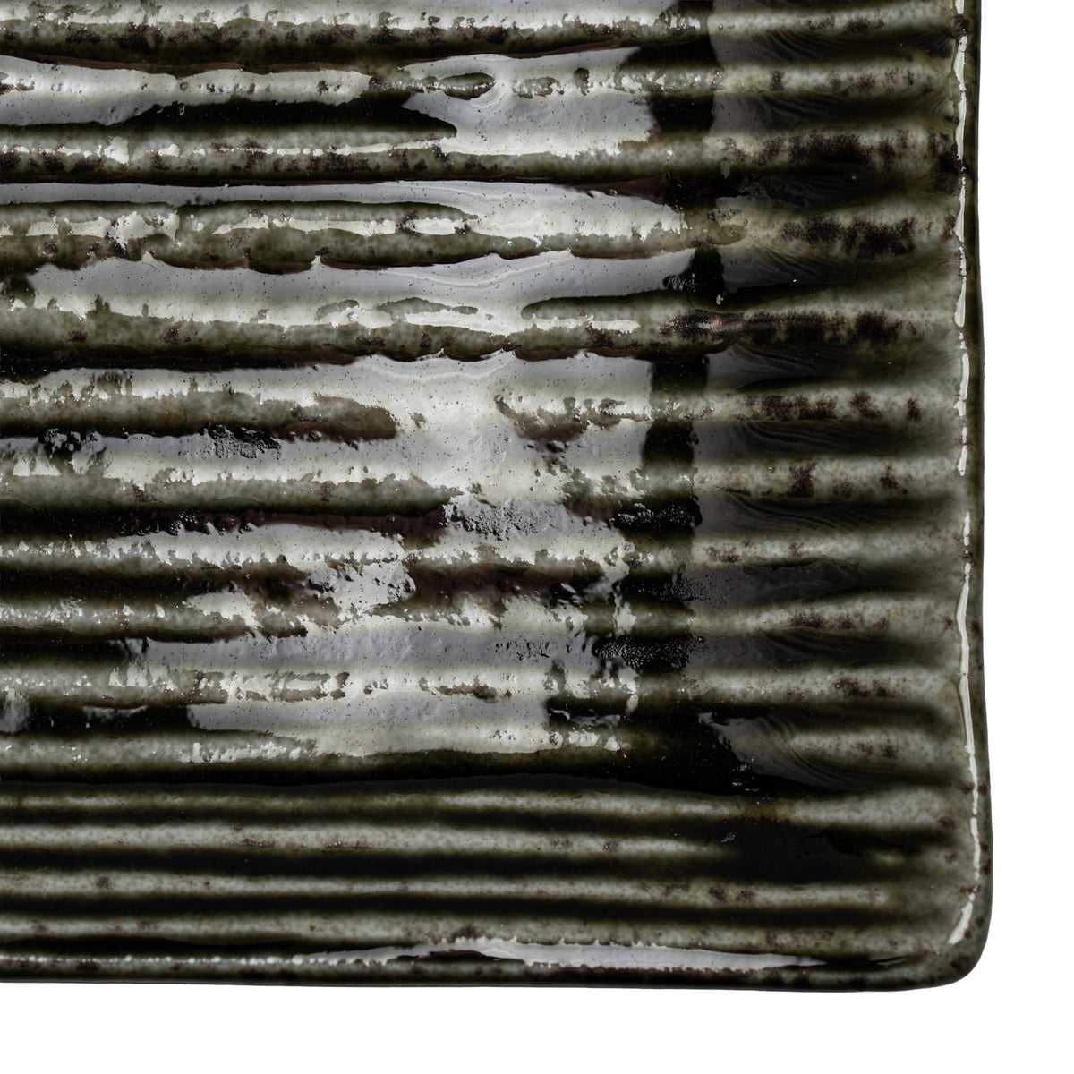 Shinogi Green Ribbed Japanese Sushi Plate detail