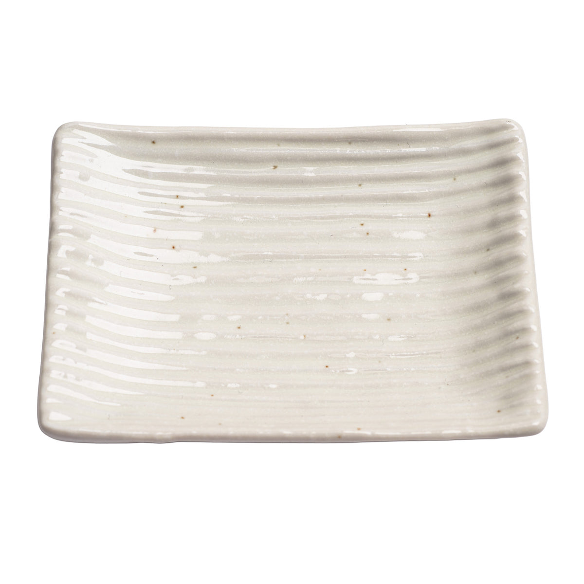 Shinogi White Ribbed Japanese Ceramic Dish