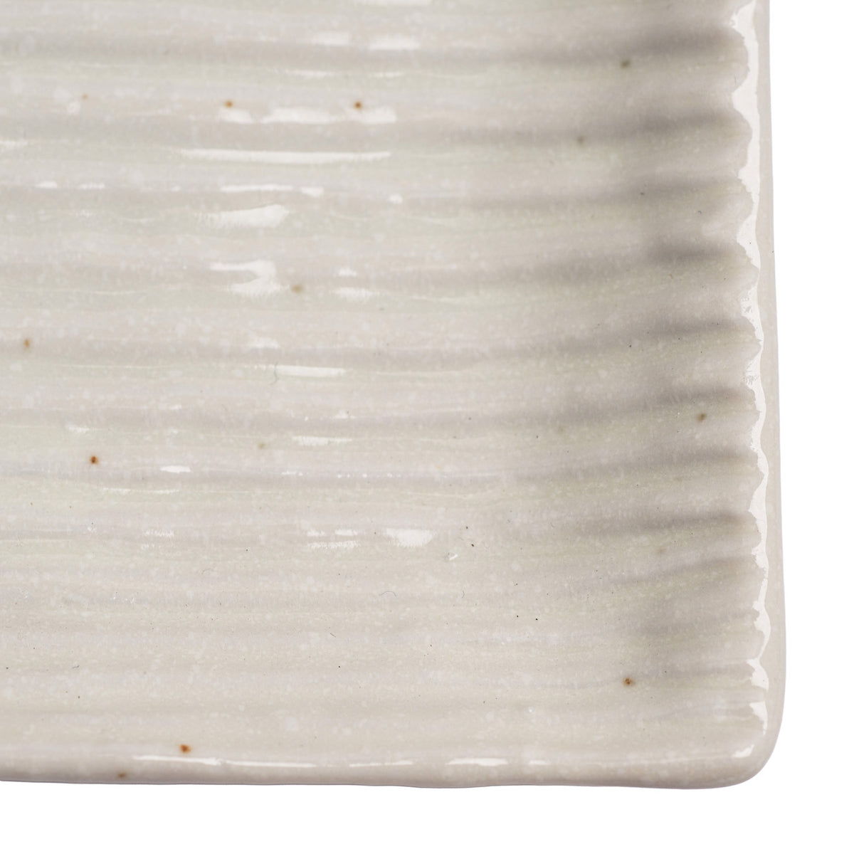 Shinogi White Ribbed Japanese Ceramic Dish detail