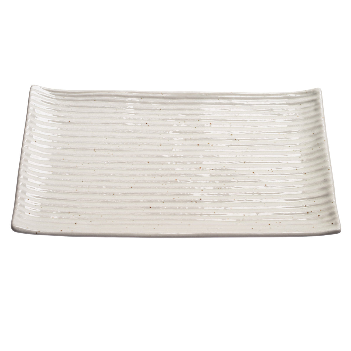 Shinogi White Ribbed Japanese Ceramic Plate
