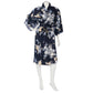 Short Navy Crane Floral Japanese Kimono