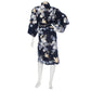 Short Navy Crane Floral Japanese Kimono back