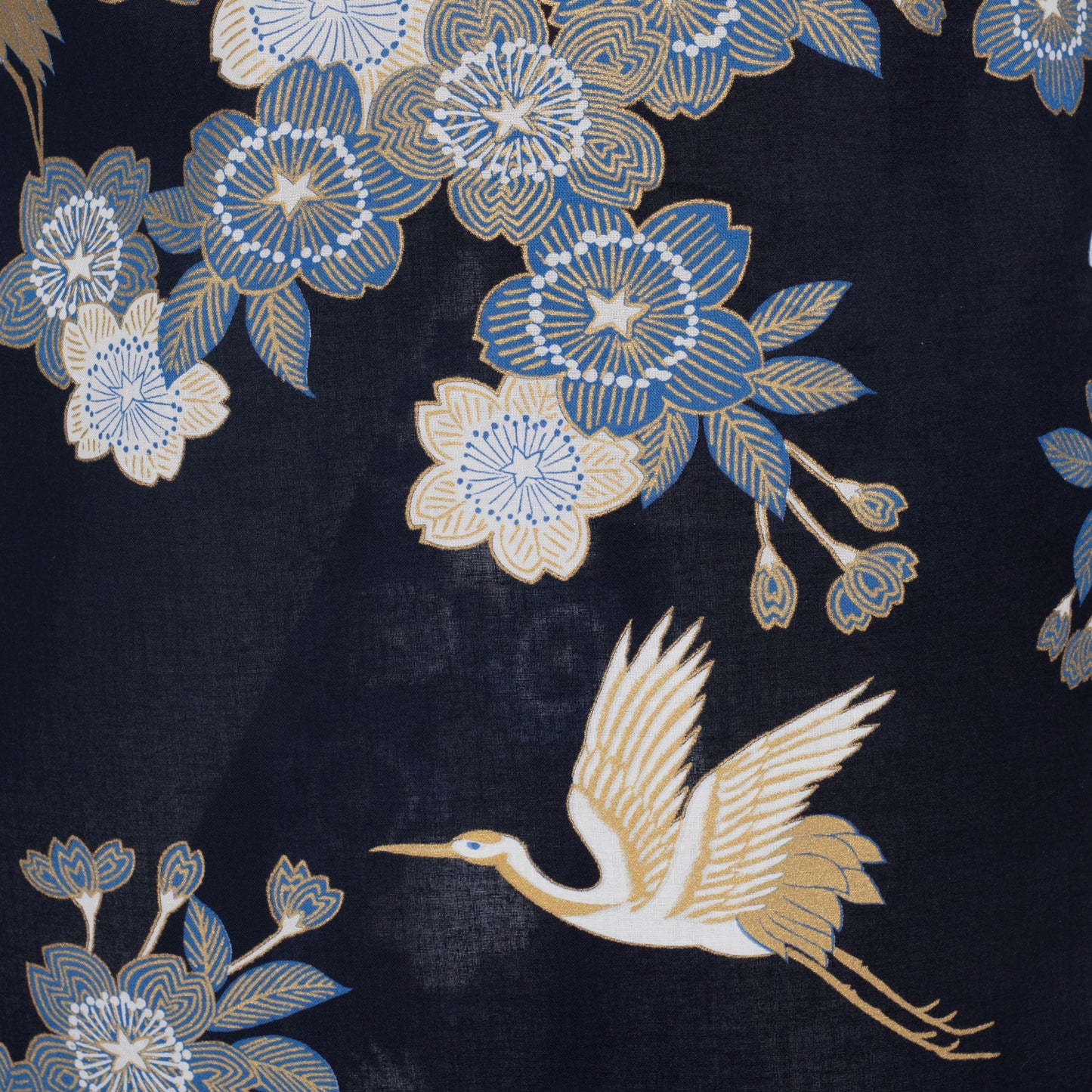 Short Navy Crane Floral Japanese Kimono pattern