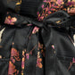 Silk Crane and Chrysanthemum Short Black Yukata