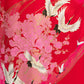 Silk Crane Print Long Red Japanese Kimono XL