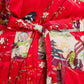 Silk Ukiyoe Print Short Red Japanese Kimono