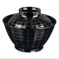 Silver Lattice Japanese Lacquer Small Rice Bowl and Lid