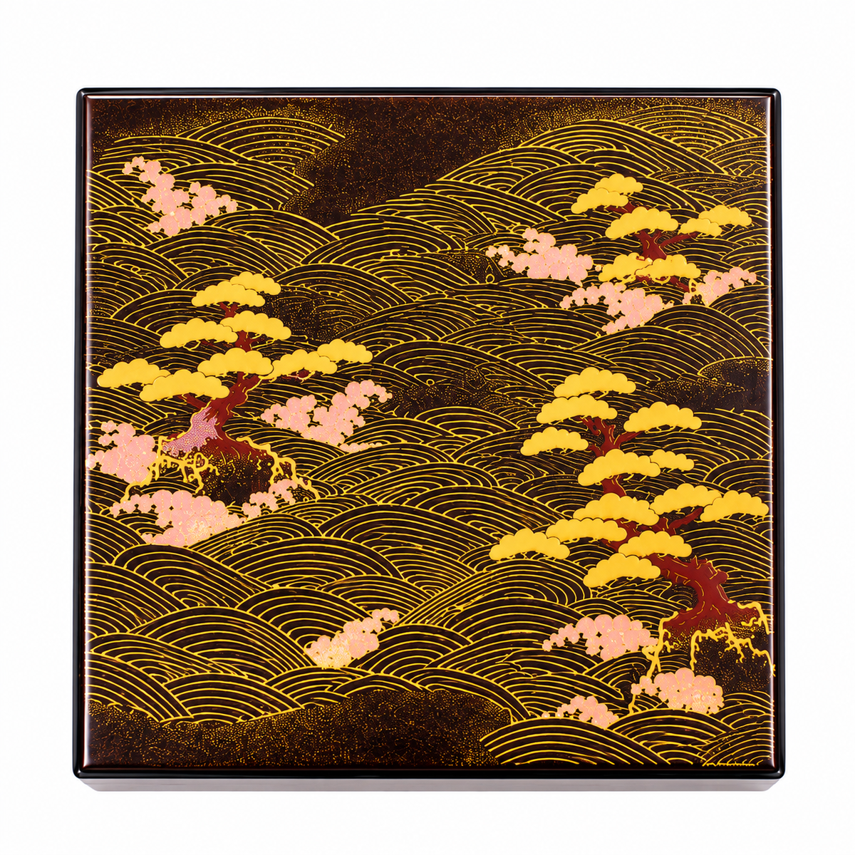 Small Matsushima 3 Tier Japanese Lacquer Box top