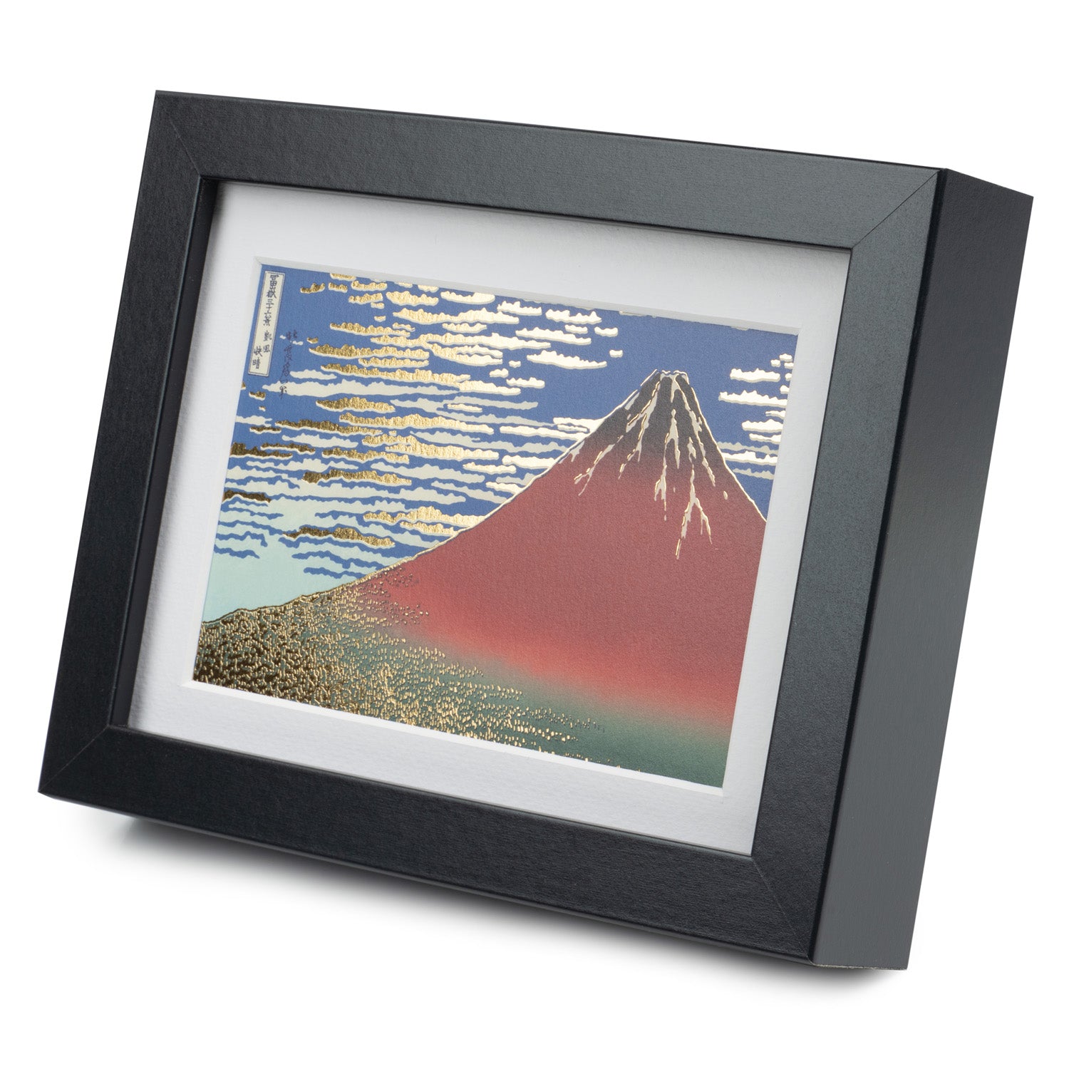 Small Red Mount Fuji Framed Japanese Picture side