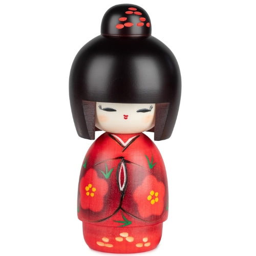 Smile Girl Red Japanese Kokeshi Doll