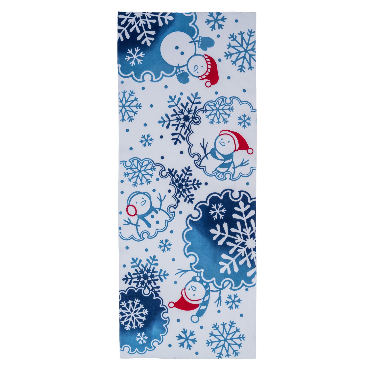 Snowmen and Snowflakes Japanese Cotton Tenugui