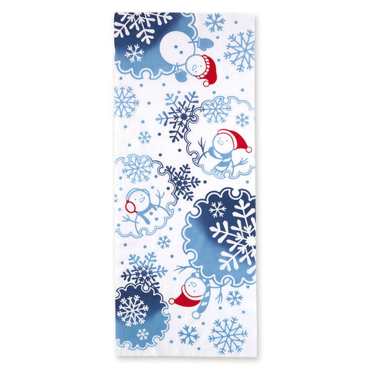 Snowmen and Snowflakes Japanese Cotton Tenugui