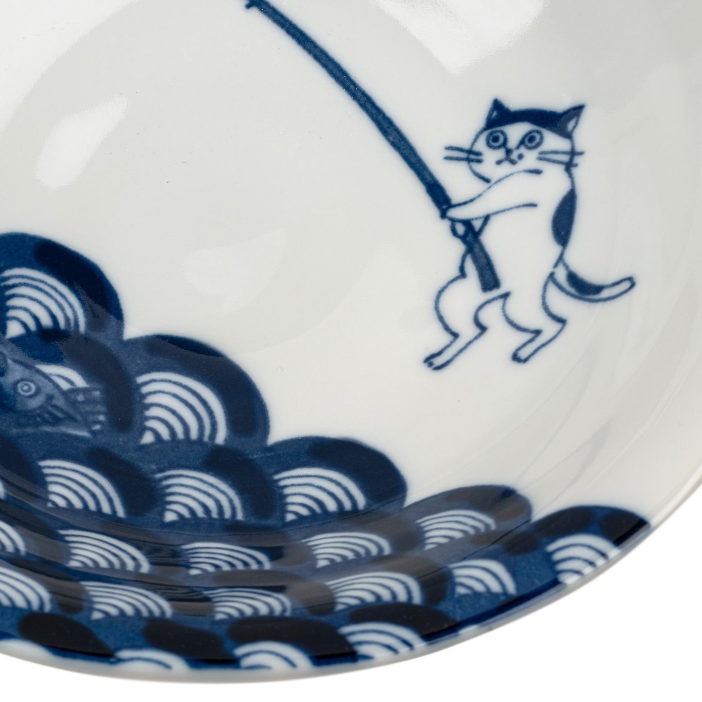 Someneko Cat Japanese Bowl Gift Set detail fishing
