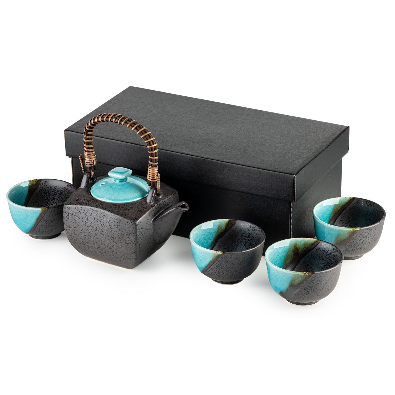 Sora Blue and Grey Japanese Tea Pot Set and gift box