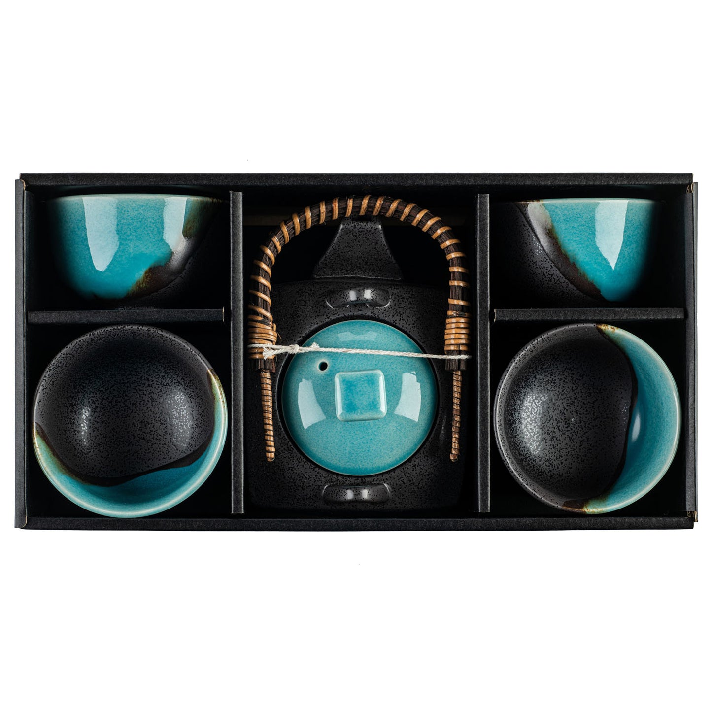 Sora Blue and Grey Japanese Tea Pot Set in the gift box