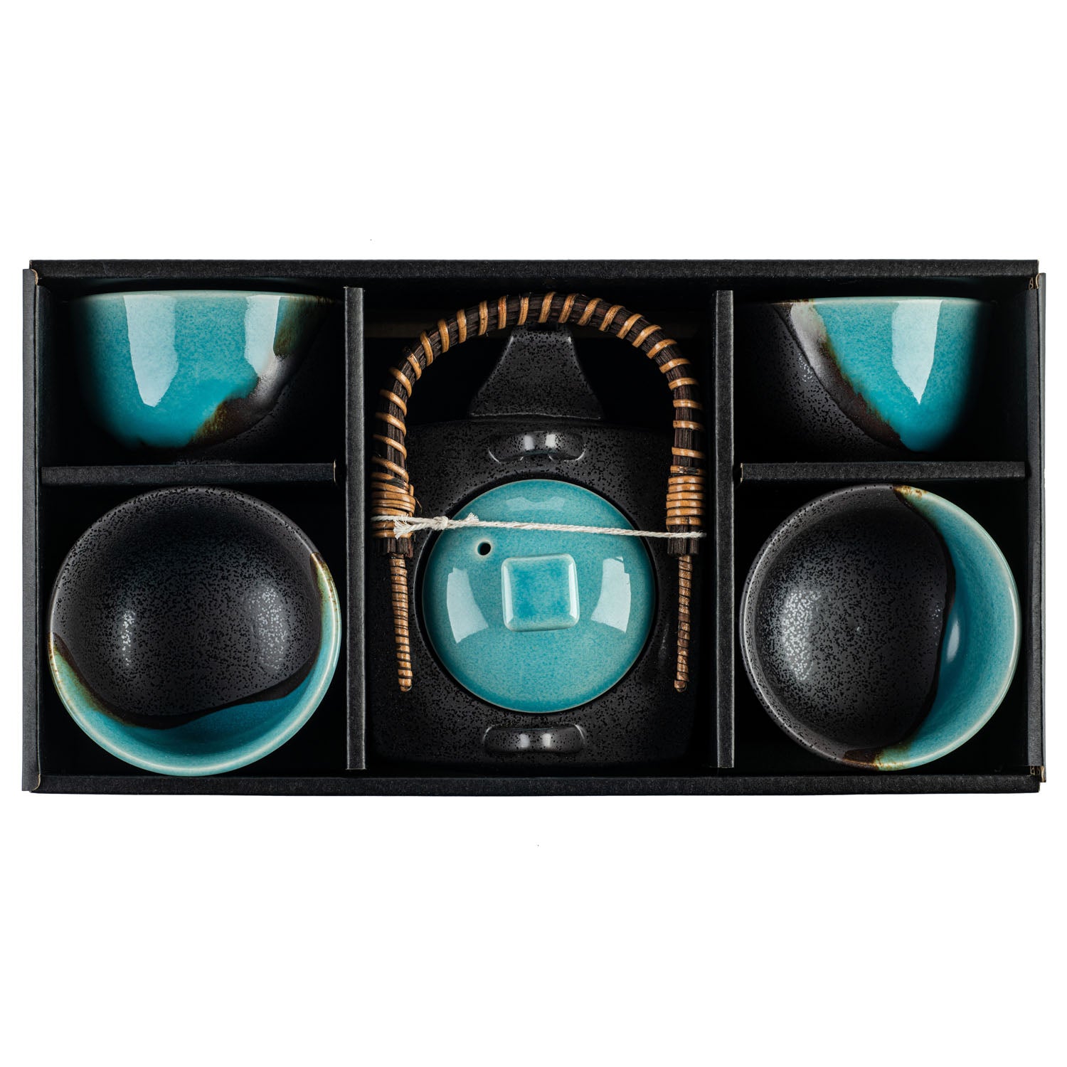 Sora Blue and Grey Japanese Tea Pot Set in the gift box