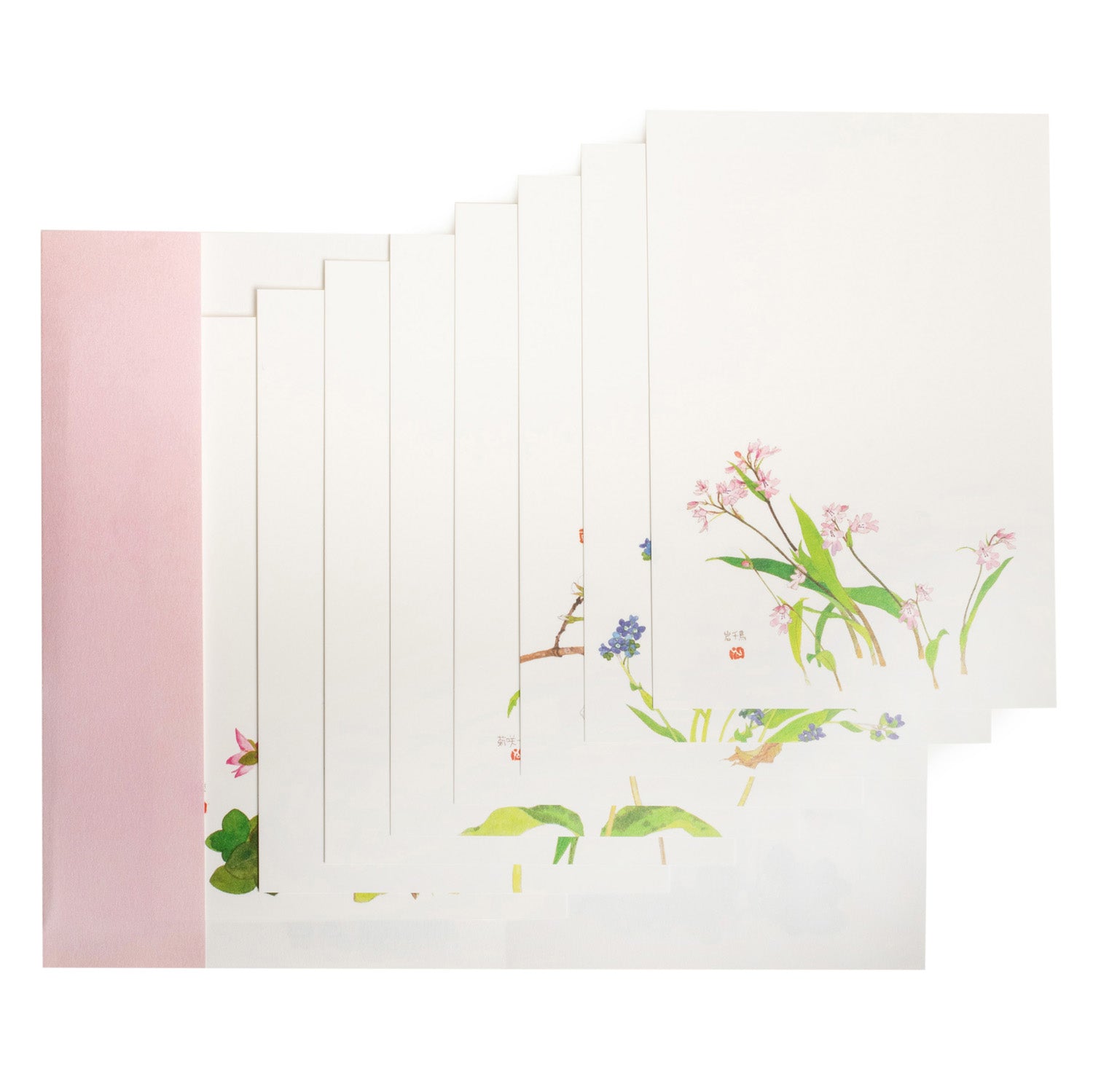 Spring Flowers Pack of 8 Japanese Postcards open