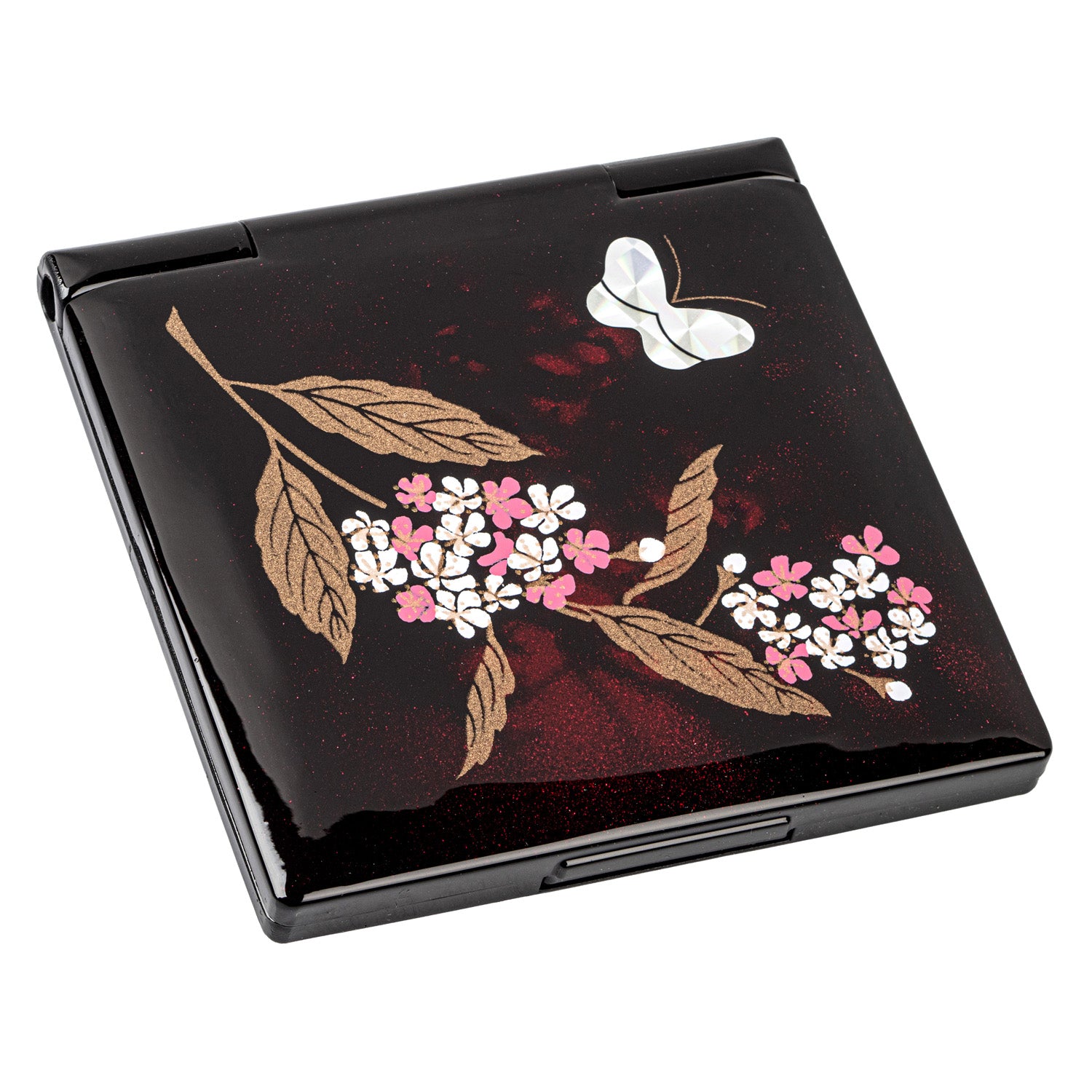 Square Musashino Lacquer Japanese Compact Mirror
