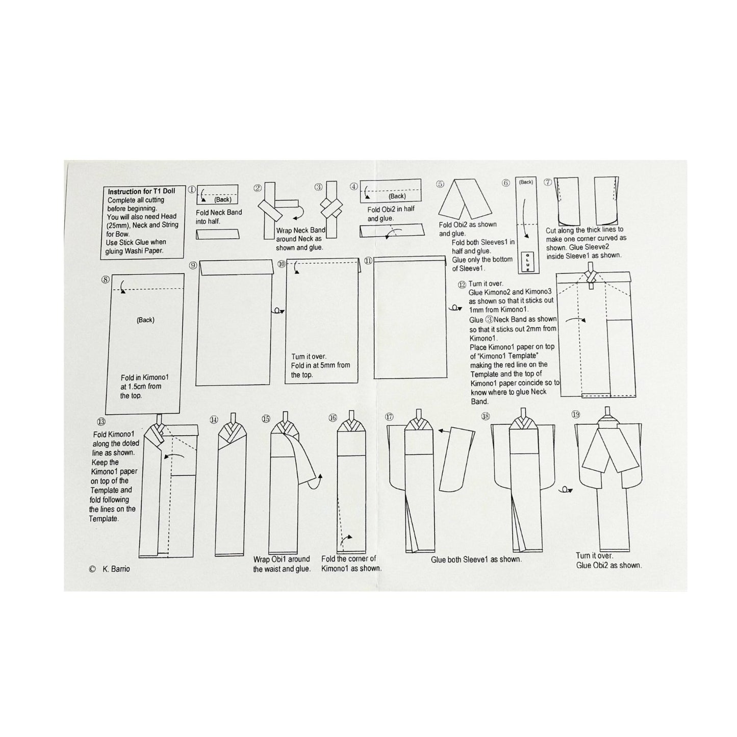 Tall Kimono Girl Paper Doll Making Kit instructions 2