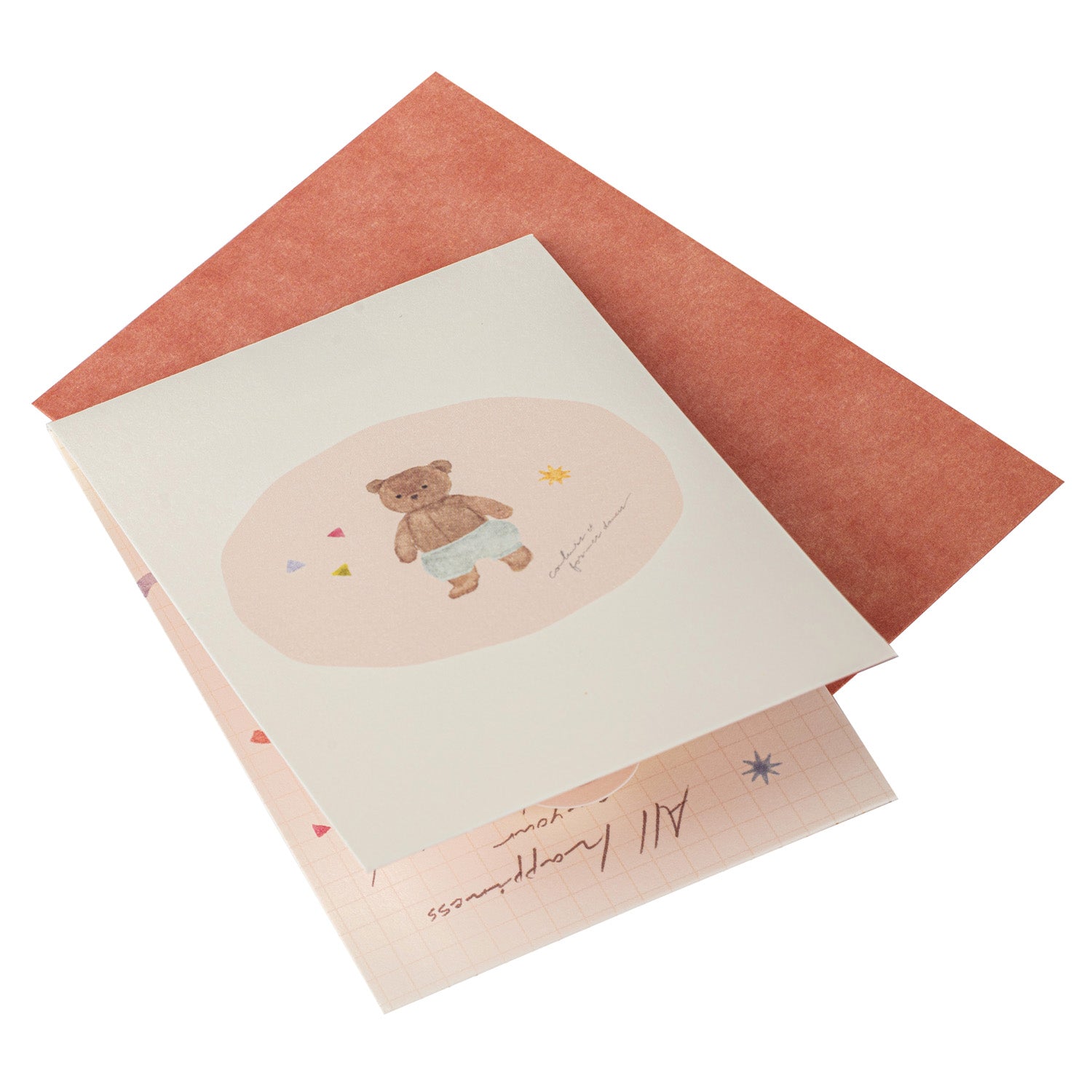 Teddy Bear Pop Open Mini Japanese Birthday Card and envelope